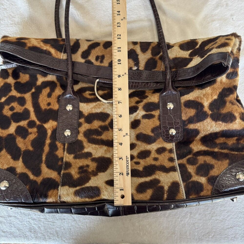 Maurizio Taiuti GENUINE LEATHER COWHIDE CALF HAIR Tote Handbag MADE IN ITALY - Picture 13 of 16